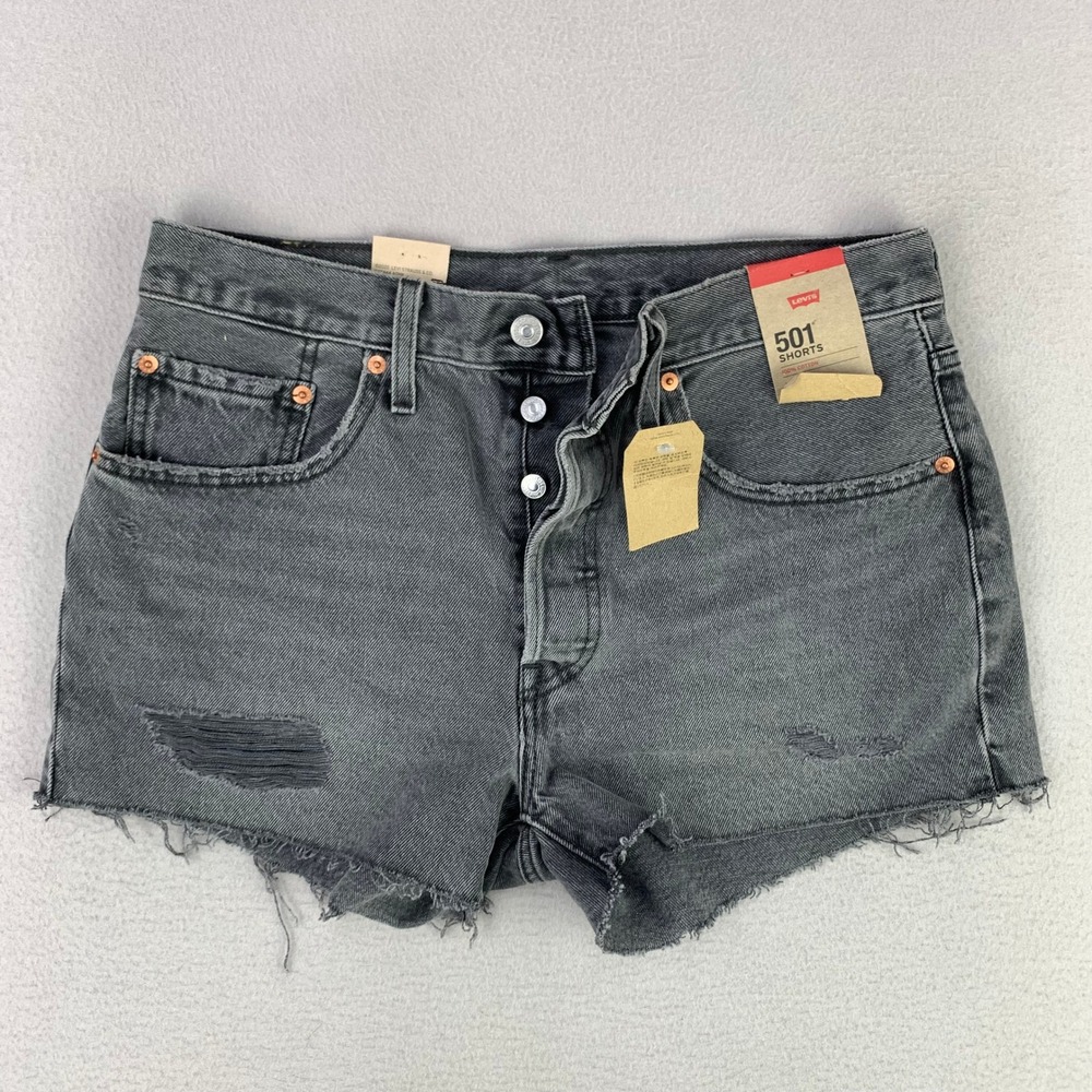 Levi's 501 Jean Shorts Womens 30 Washed Gray NWT High Rise Button‎ Fly Cut Off